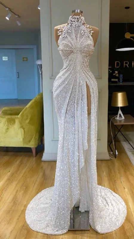 Best Seller denim dressdenim dressHigh Neck Applique Evening Dress Saudi Arabia Style Sleeveless Long Formal Dresses Y958