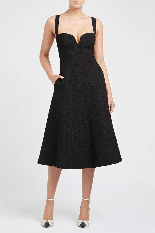 Super Bargain off-the-shoulder dressoff-the-shoulder dressREBECCA VALLANCE Calla V-Wire Midi (Black) - RRP $699