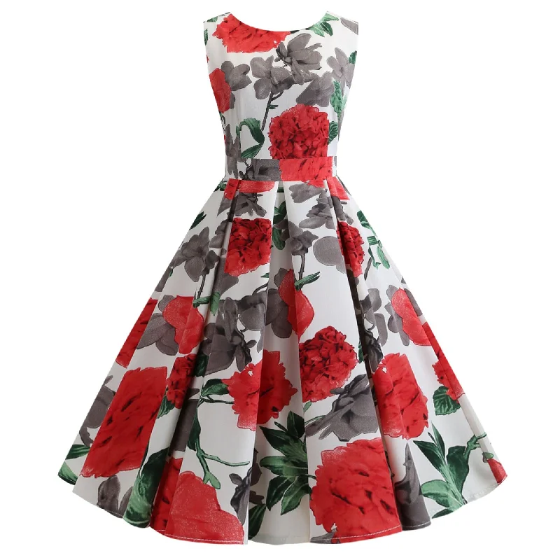 Amazing Deals floral midi dressfloral midi dressSleeveless lace-up printed dress