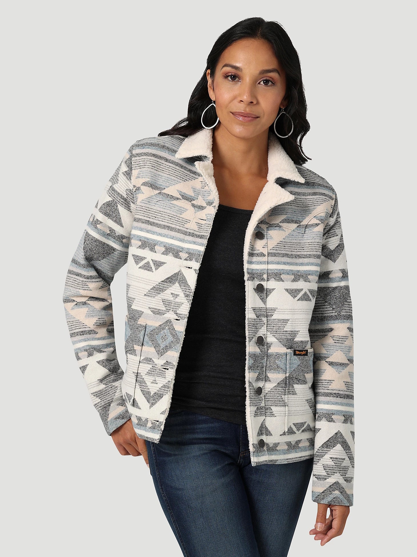 Early Access street style coatWOMEN'S WRANGLER® SHERPA LINED SOUTHWESTERN BARN JACKET