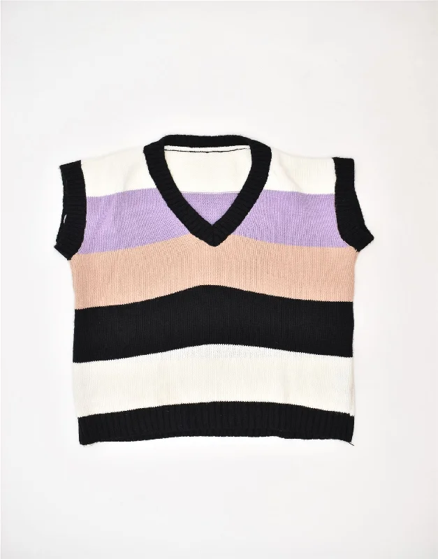 Season Finale Sale slim-fit hooded sweatshirtVINTAGE Womens Vest Tank Top UK 14 Large Multicoloured Striped Cotton