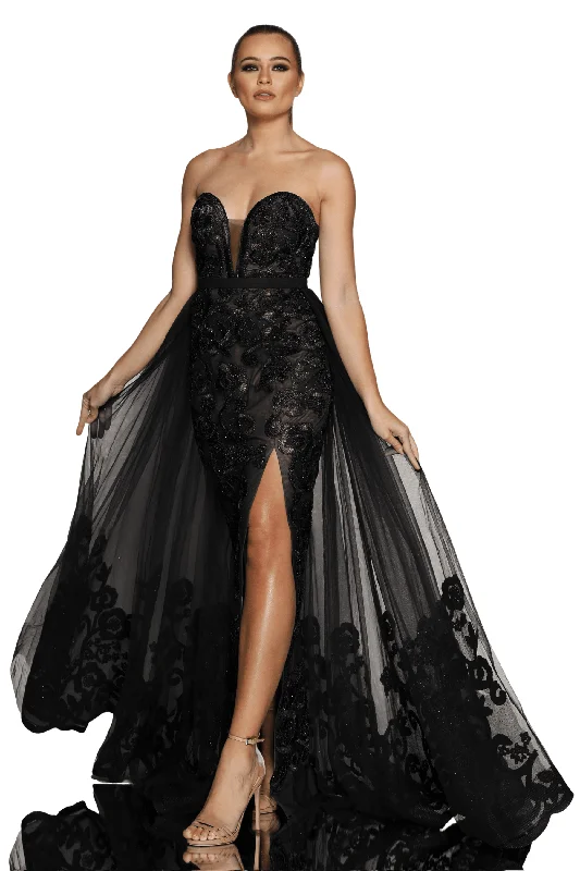Special Promotion vintage dressvintage dressJADORE Sienna Gown with Overskirt JX1067 (Black/Nude) - RRP $899