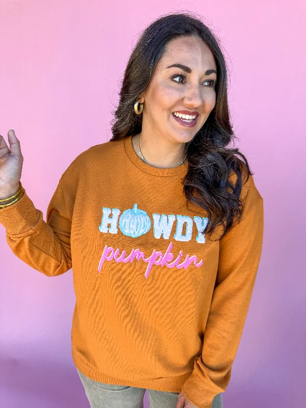 Super Sale luxury fitness sweatshirtHowdy Pumpkin Sweatshirt