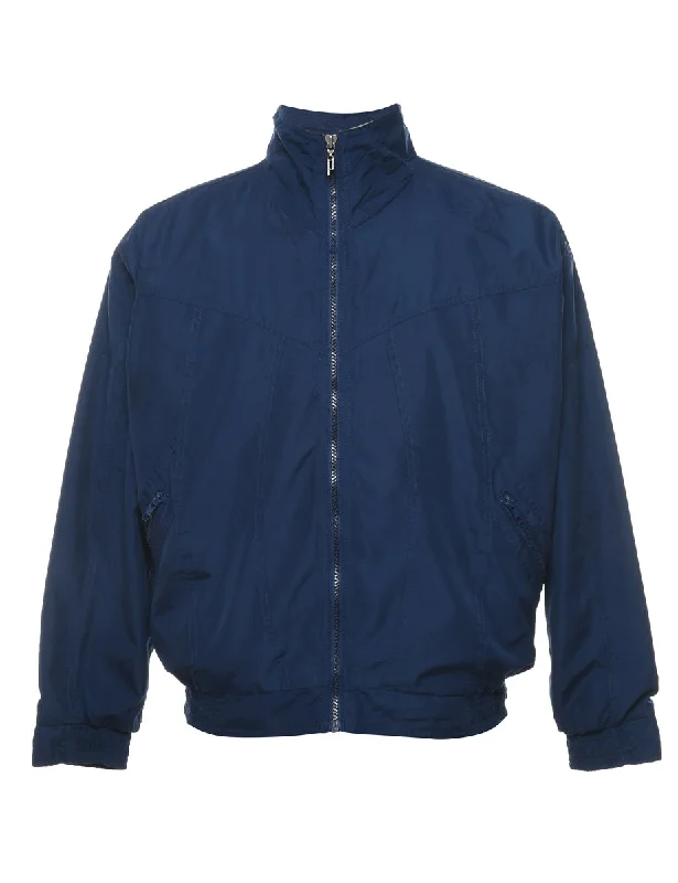Deal Frenzy stylish coatNavy Zip-Front Nylon Jacket - M