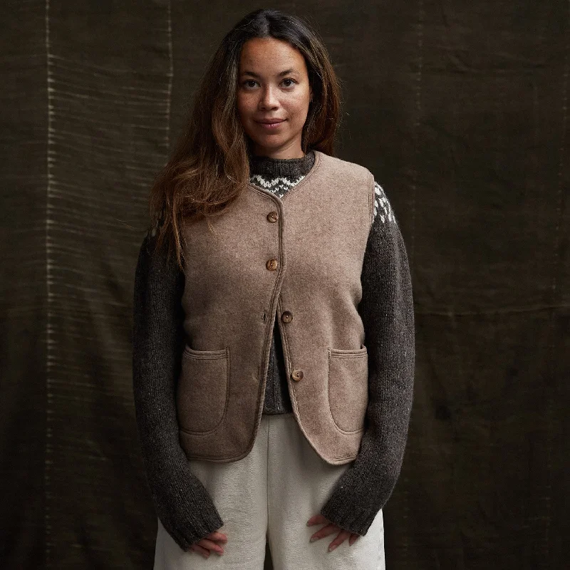 Discount Mania elegant coatEider Womens Vest - Merino Wool Fleece - Driftwood