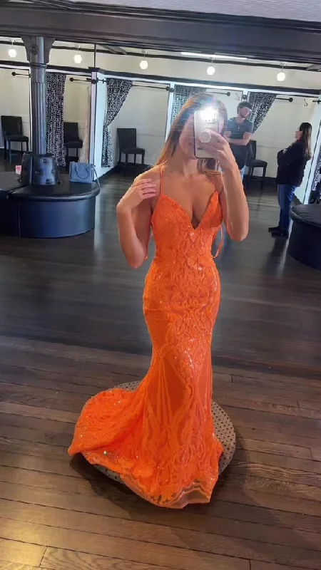 Stock Clearance trendy mini dresstrendy mini dressOrange Mermaid V Neck Spaghetti Straps Evening Dress ,Charming Prom Gown Y843 Stock Clearance trendy mini dresstrendy mini dressOrange Mermaid V Neck Spaghetti Straps Evening Dress ,Charming Prom Gown Y843