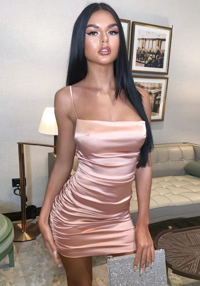 Crazy Deals long sleeve dresslong sleeve dressHot Pink Satin Dress