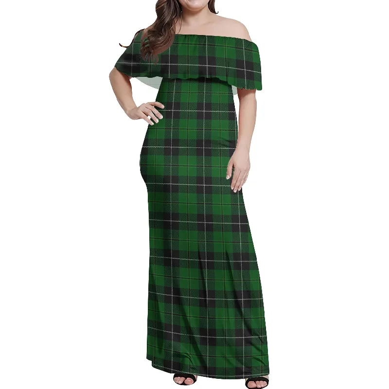 Savings Alert Raeside Tartan Off Shoulder Long Dress