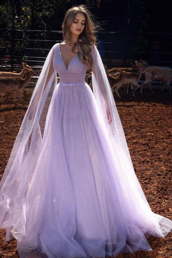 Super Savings modern dressmodern dressV-Neck Long Sleeves Empire Tulle A-Line Formal Prom Dress