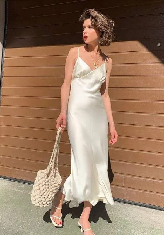Big Discounts formal dressformal dressWhite Satin Maxi Dress