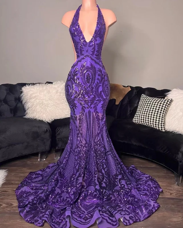 Online Only structured dressstructured dresspurple prom dresses, mermaid prom dresses, custom make evening dresses, fashion prom dresses, halter prom dresses, sparkly formal dresses  Y1455