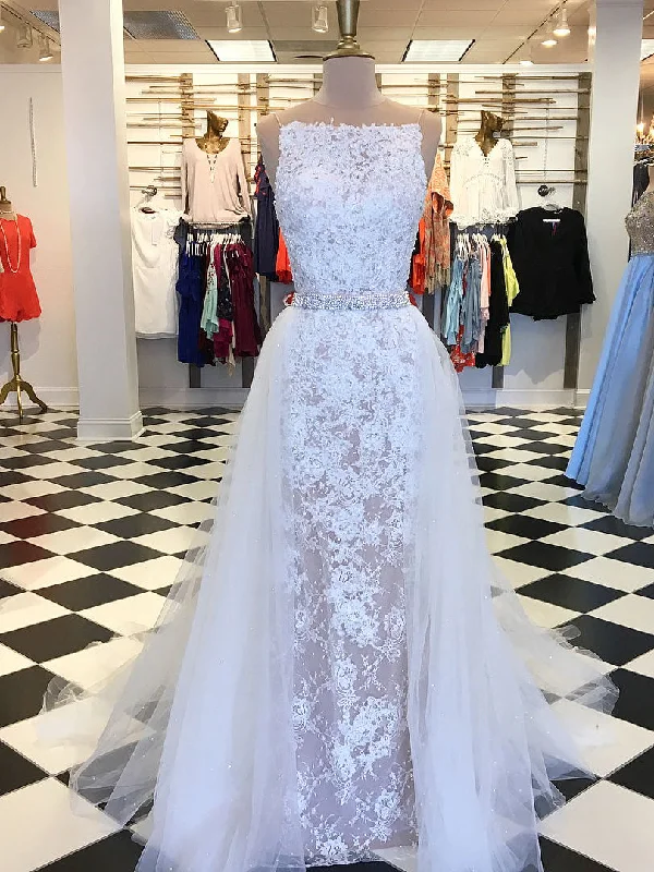 Flash Sale Luxury Prom Dresses Spaghetti Straps Shealth Lace Chic Long Prom Dress JKL797