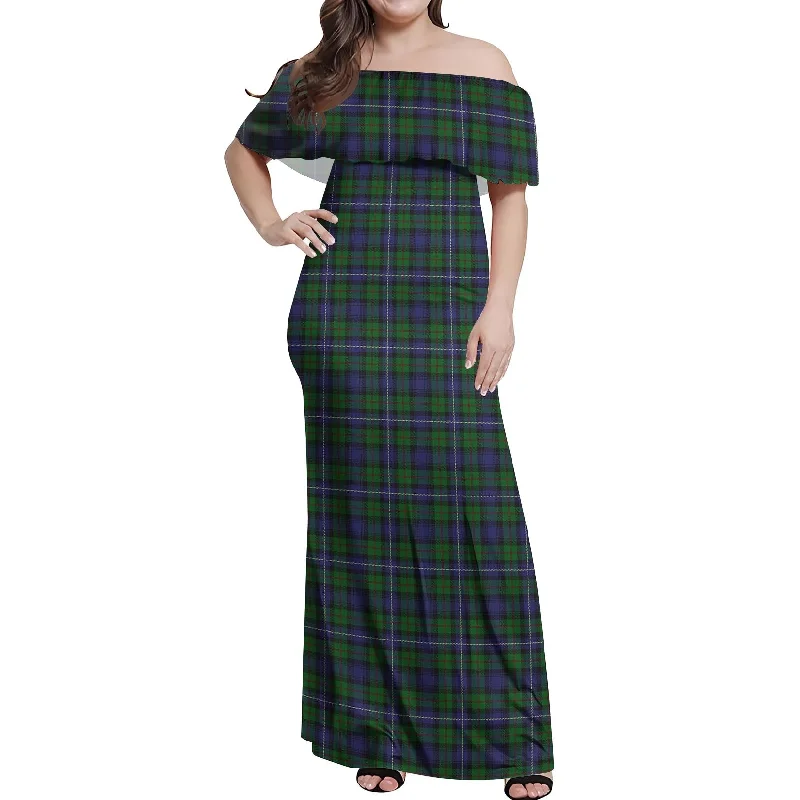 Reduced Prices Robertson Hunting Tartan Off Shoulder Long Dress