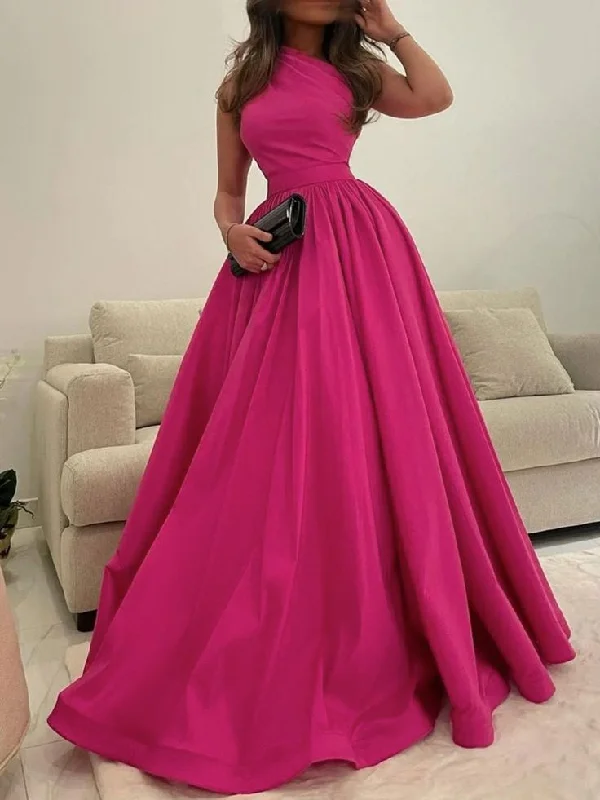 Discount Deals midi dressmidi dressSimple one shoulder satin long prom dress satin long formal dress Y4615
