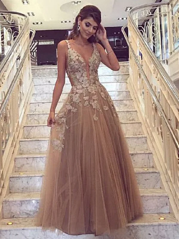 Crazy Deals Sexy Prom Dresses Straps Appliques A-line Long Prom Dress/Evening Dress JKS114