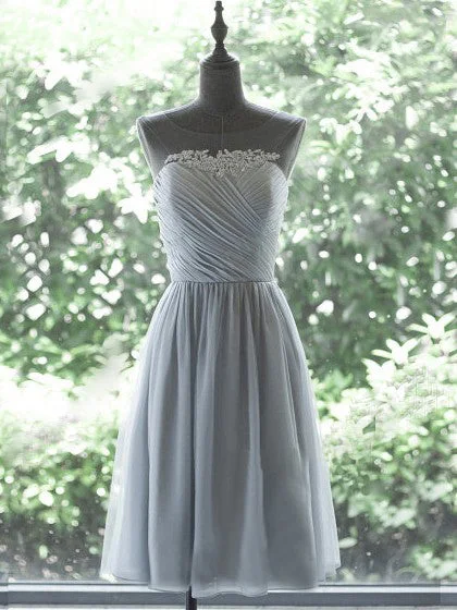 Markdown Madness Chic Homecoming Dress Silver Ruffles Tulle Short Prom Dress Party Dress JK275