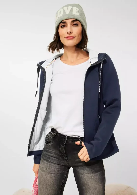 Time-Limited Offer oversized pullover hoodieCecil Full Zip Scuba Hoodie, Navy