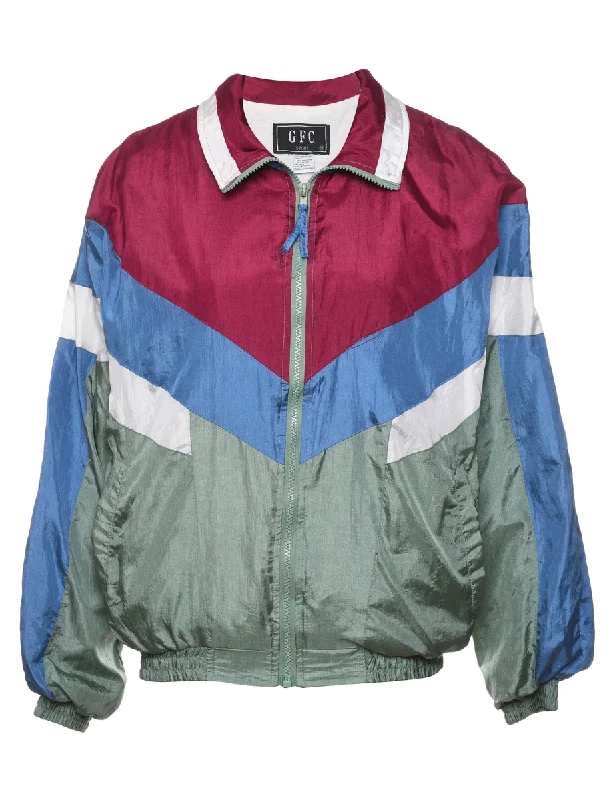Instant Savings stylish lightweight coatZip-Front 1990s Multi-Colour Nylon Jacket - M Instant Savings stylish lightweight coatZip-Front 1990s Multi-Colour Nylon Jacket - M