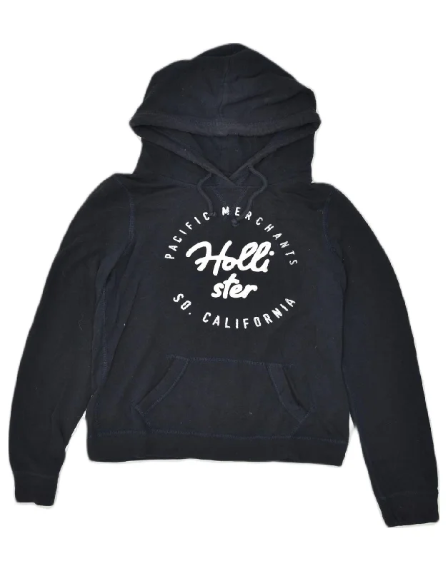 Markdown Madness warm hooded jacketHOLLISTER Womens Graphic Hoodie Jumper UK 14 Medium Navy Blue Cotton