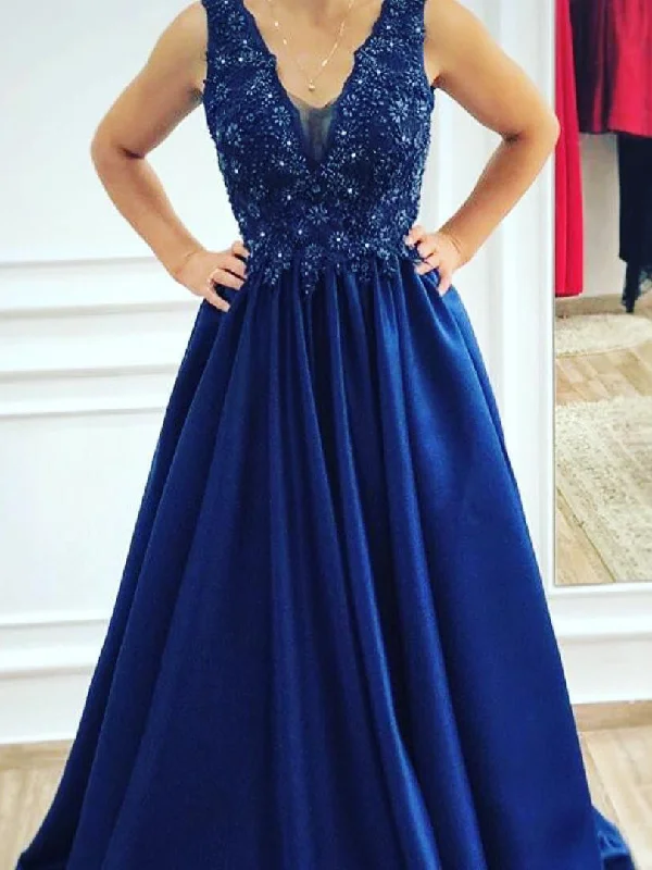 Price Fest Chic Prom Dresses V-neck Floor-length A-line Long Prom Dress/Evening Dress JKS135