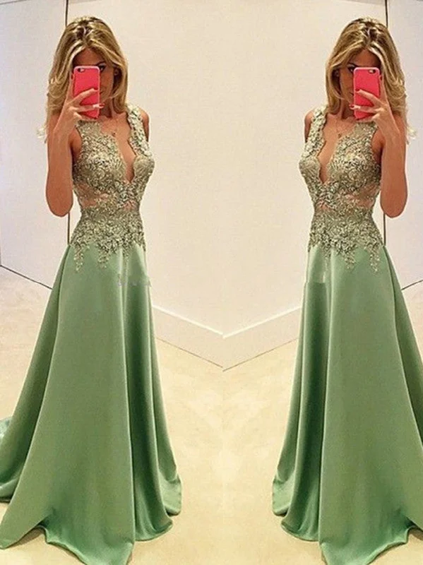 Lowest Price elegant prom dresses A-line Straps Floor-length Satin Prom Dress Evening Dress MK069