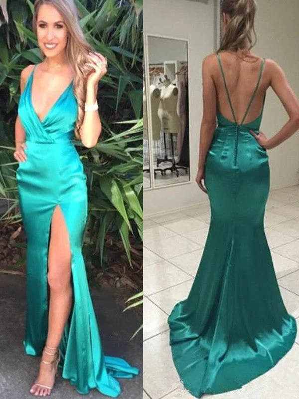 Shop and Save Slit Prom Dress Sexy Mermaid Long Prom Dress Evening Dress MK564