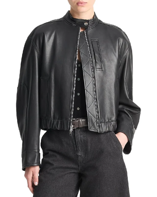 Low Prices chic coatVince Leather Cropped Bomber Jacket