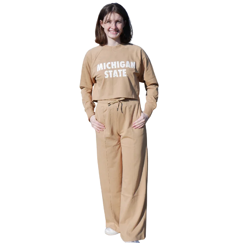 YEAR-End Clearance cool workout sweatshirtWomen's Tan Raglan Cropped Sweatsuit Outfit