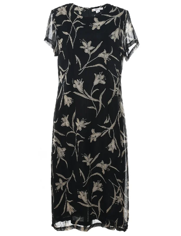 Special Savings trendy bomber coatBlack Floral Print Maxi Dress - L