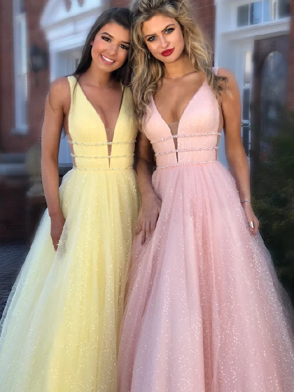 Now or Never Sexy Prom Dresses A Line Straps Floor-length Sparkly Long Prom Dress JKL892