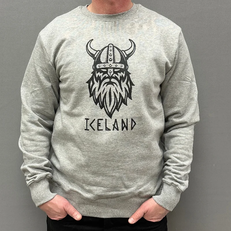 Price Drop urban activewear hoodieUnisex Sweatshirt - Viking Iceland - Light Gray