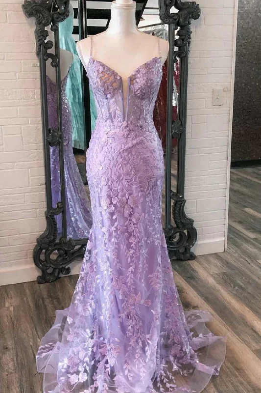 Clearance Items sophisticated dresssophisticated dressLilac Spaghetti Straps Lace Mermaid Prom Dress Clearance Items sophisticated dresssophisticated dressLilac Spaghetti Straps Lace Mermaid Prom Dress