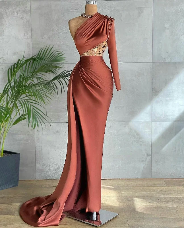 Limited Time Discount sophisticated dresssophisticated dressBrown Mermaid Beaded One Shoulder Evening Dresses High Side Slit Prom Dress Custom Made Y604 Limited Time Discount sophisticated dresssophisticated dressBrown Mermaid Beaded One Shoulder Evening Dresses High Side Slit Prom Dress Custom Made Y604