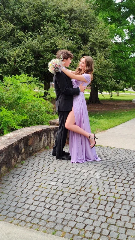 Epic Deals v-neck dressv-neck dressLight Purple Prom Dress,A-line Light Purple Prom Gown  Y4981