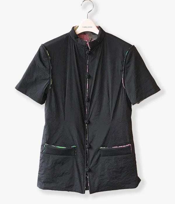 Instant Discount urban street coatFUMIKA_UCHIDA/Pile/FLORAL REVERSIBLE CHINA JACKET(BLACK)