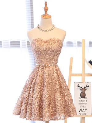 Deal of the Day Chic Homecoming Dress Sweetheart Lace Tulle Short Prom Dress Party Dress JK409
