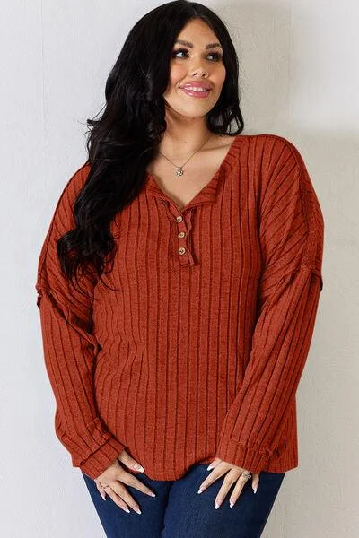 Extra Savings warm athletic hoodieBasic Bae Full Size Ribbed Half Button Long Sleeve Shirt Extra Savings warm athletic hoodieBasic Bae Full Size Ribbed Half Button Long Sleeve Shirt