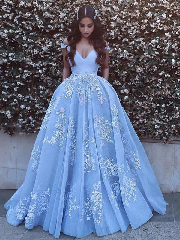 Final Clearance Luxury Prom Dresses Ball Gown Off-the-shoulder Sexy Prom Dress/Evening Dress JKL116