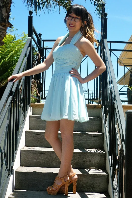 New Deals A-line Halt Sweetheart Knee Length Backless Chiffon Prom Dress