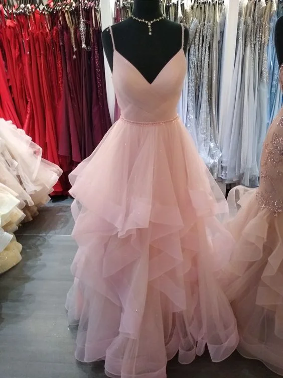 Discount Days playful dressplayful dressRomantic Pink Spaghetti Straps A-line Tiered Ruffles Prom Dress,Glitter Pink Evening Dress Y1072 Discount Days playful dressplayful dressRomantic Pink Spaghetti Straps A-line Tiered Ruffles Prom Dress,Glitter Pink Evening Dress Y1072