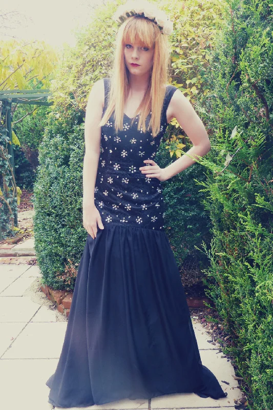 Overstock Mermaid Wide Straps Floor Length Tulle Rhinestone Prom Dress