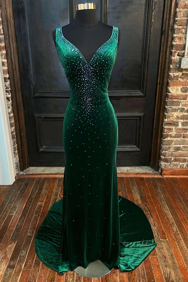 Members Only sophisticated dresssophisticated dressVelvet Trumpet V-Neck Sleeveless Beaded With Train Prom Dress Members Only sophisticated dresssophisticated dressVelvet Trumpet V-Neck Sleeveless Beaded With Train Prom Dress