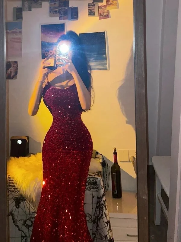 Super Bargain sophisticated dresssophisticated dressCharming Red Sequins Mermaid Long Prom Dress Y4814 Super Bargain sophisticated dresssophisticated dressCharming Red Sequins Mermaid Long Prom Dress Y4814