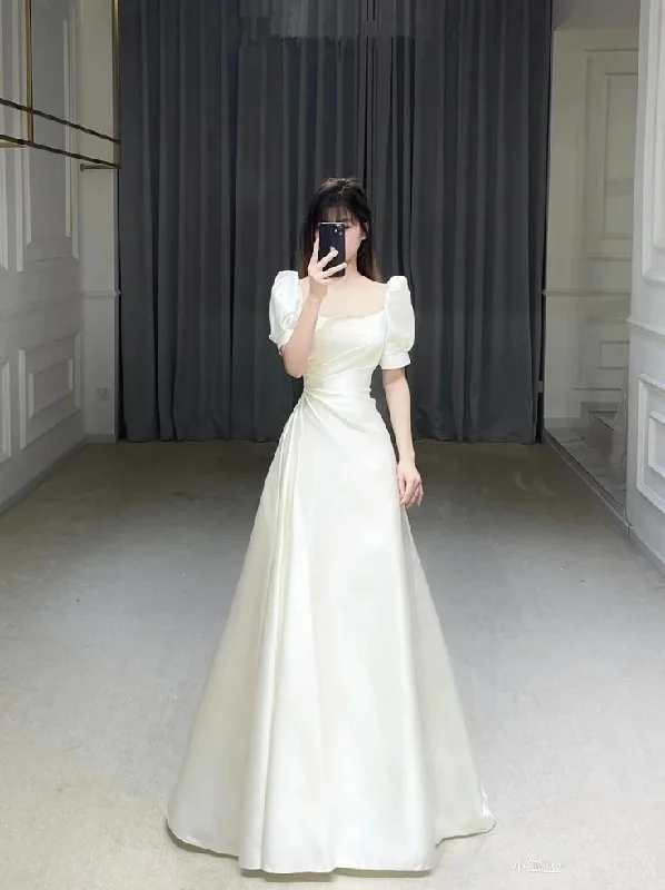 Online Only stylish party dressstylish party dressRetro Style White Satin Wedding Dress Y4781 Online Only stylish party dressstylish party dressRetro Style White Satin Wedding Dress Y4781