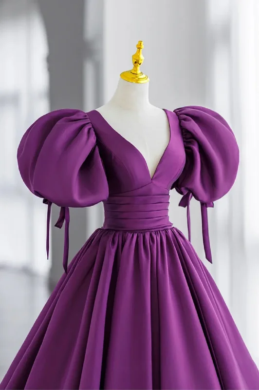 Instant Discount high-waisted dresshigh-waisted dressPurple Puff Sleeves Satin Long Prom Dress, V-Neck Evening Dress Y856 Instant Discount high-waisted dresshigh-waisted dressPurple Puff Sleeves Satin Long Prom Dress, V-Neck Evening Dress Y856