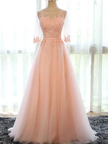 Value Deals Beautiful Prom Dresses Pearl Pink Tulle Long Prom Dress/Evening Dress JKL081