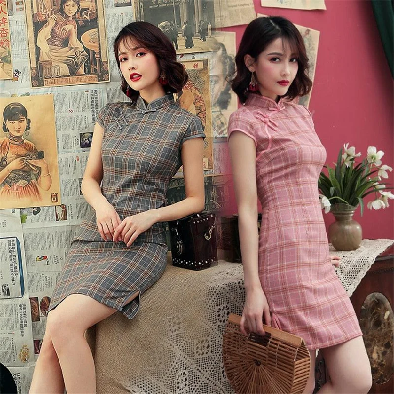 Don't Wait printed dressprinted dressCasual retro Republican style cheongsam dress