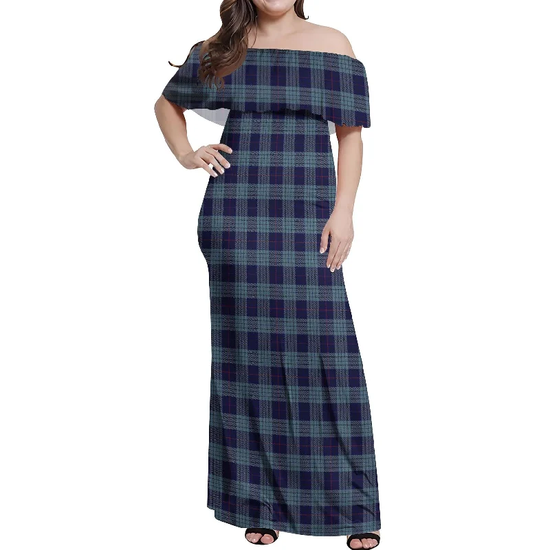 Quick Sale Roberts of Wales Tartan Off Shoulder Long Dress