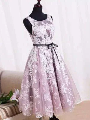 Limited Time Offer Cute Homecoming Dress Scoop Knee-length Appliques Short Prom Dress Party Dress JK364