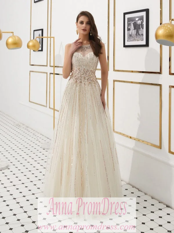 Low Prices Sparkly Prom Dresses Scoop Aline Key Hole Back Beaded Long Gorgeous Prom Dress JKL1610